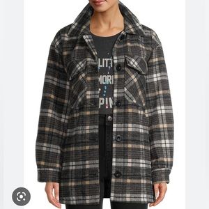 EV1 Ellen plaid coat lined flannel jacket shacket size medium Walmart